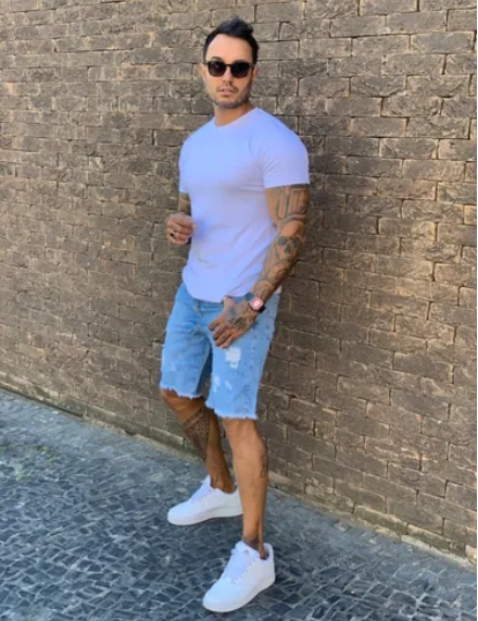 BERMUDA JEANS MASCULINA RASGADA DESTROYED