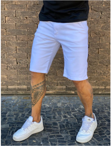 BERMUDA MASCULINA JEANS BRANCA MF