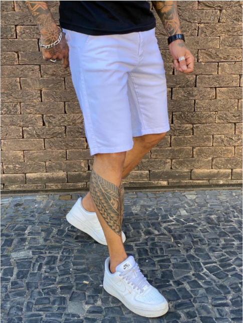 BERMUDA MASCULINA JEANS BRANCA MF