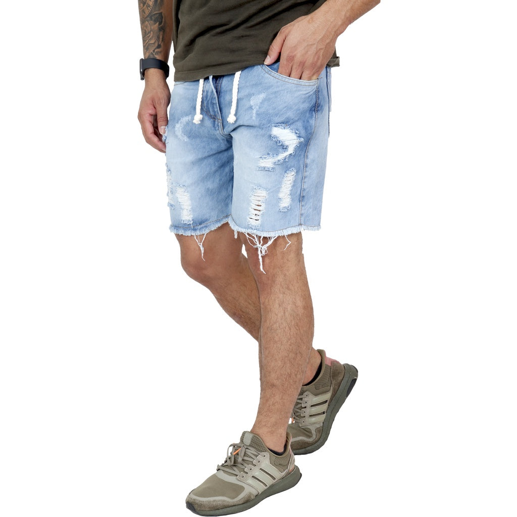 BERMUDA JEANS MASCULINA CURTA RASGADA